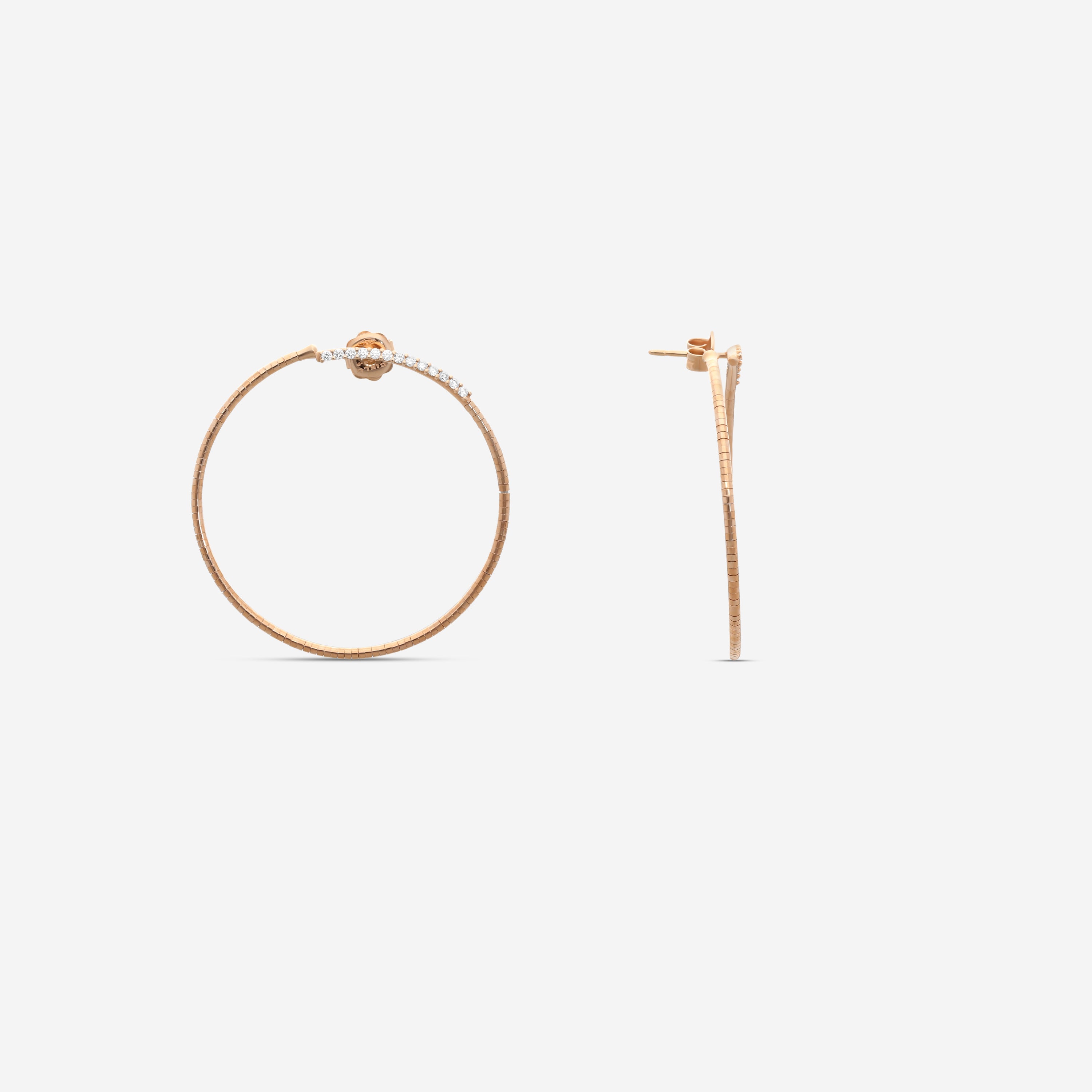 Mattia Cielo Rugiada Tennis 18K Rose Gold & Titanium Diamond Hoop Earrings LJWR318-P