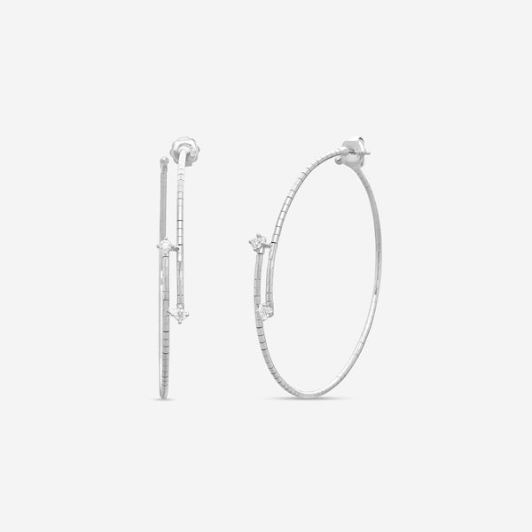 Mattia Cielo Rugiada Diamanti 18K White Gold & Titanium Diamond Hoop Earrings LJWR326-W