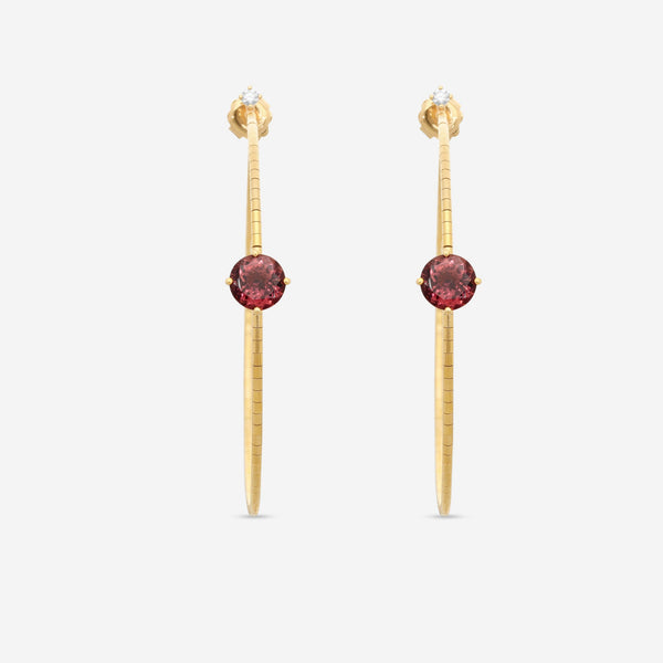 Mattia Cielo Rugiada Pietre 18K Rose Gold & Titanium Diamond & Pink Tourmaline Hoop Earrings LJWR332-P