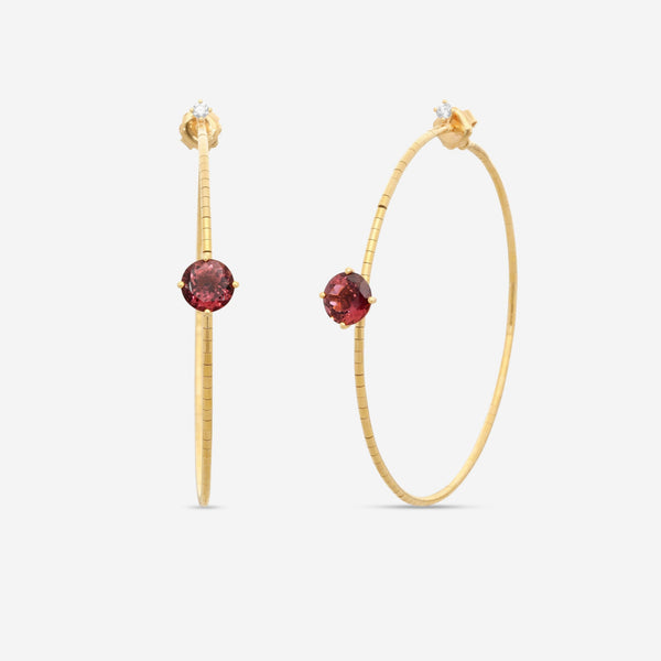 Mattia Cielo Rugiada Pietre 18K Rose Gold & Titanium Diamond & Pink Tourmaline Hoop Earrings LJWR332-P