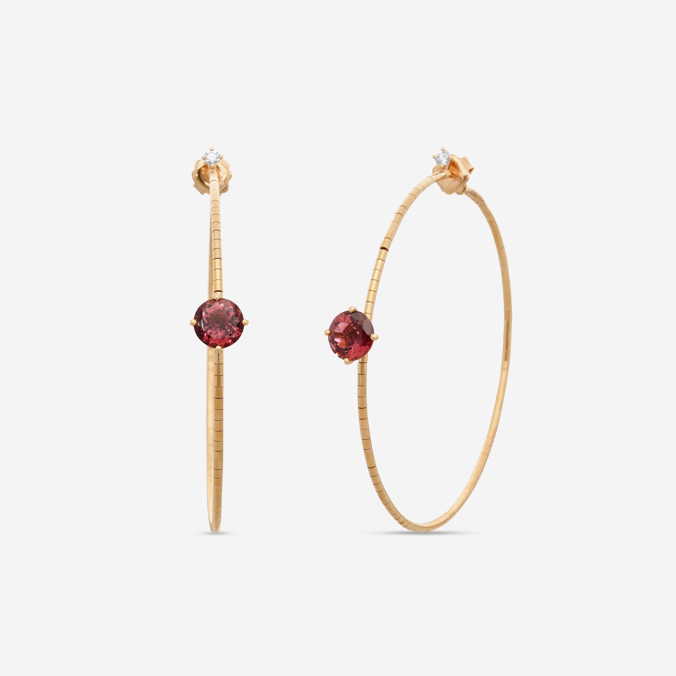 Mattia Cielo Rugiada Pietre 18K Rose Gold & Titanium Diamond & Pink Tourmaline Hoop Earrings LJWR332-P