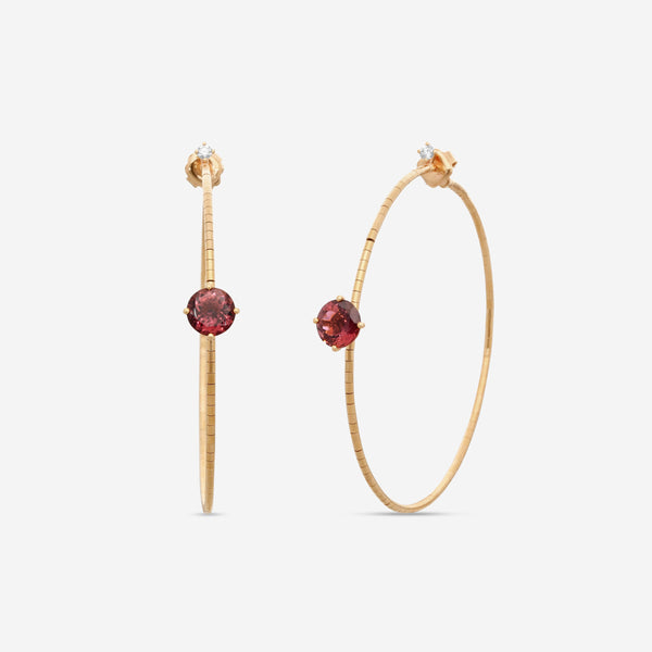Mattia Cielo Rugiada Pietre 18K Rose Gold & Titanium Diamond & Pink Tourmaline Hoop Earrings LJWR332-P