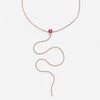 Mattia Cielo Rugiada Pietre 18K Rose Gold Diamond & Pink Tourmaline Lariat Necklace LJWR335-P