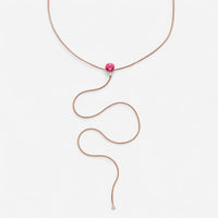 Mattia Cielo Rugiada Pietre 18K Rose Gold Diamond & Pink Tourmaline Lariat Necklace LJWR335-P