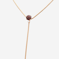 Mattia Cielo Rugiada Pietre 18K Rose Gold Diamond & Pink Tourmaline Lariat Necklace LJWR335-P