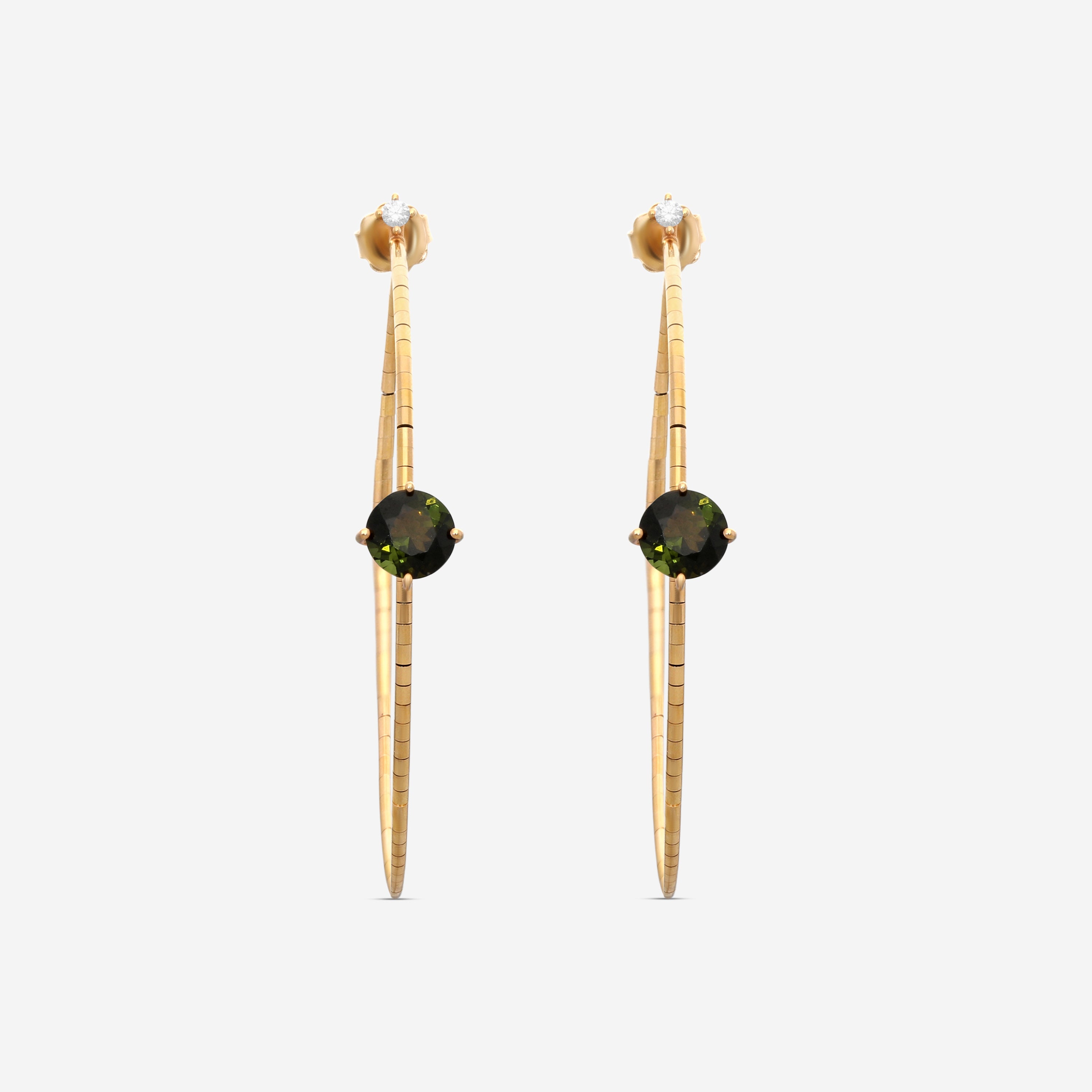 Mattia Cielo Rugiada Pietre 18K Rose Gold & Titanium Diamond & Green Tourmaline Hoop Earrings LJWR337-P