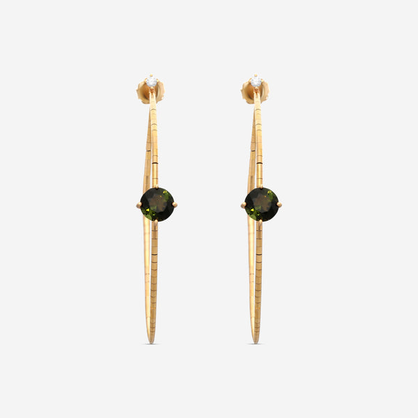 Mattia Cielo Rugiada Pietre 18K Rose Gold & Titanium Diamond & Green Tourmaline Hoop Earrings LJWR337-P