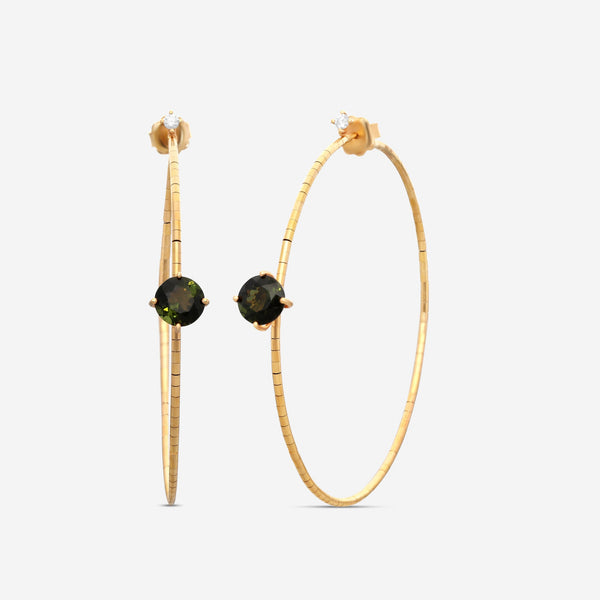 Mattia Cielo Rugiada Pietre 18K Rose Gold & Titanium Diamond & Green Tourmaline Hoop Earrings LJWR337-P
