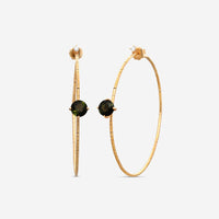 Mattia Cielo Rugiada Pietre 18K Rose Gold & Titanium Diamond & Green Tourmaline Hoop Earrings LJWR337-P