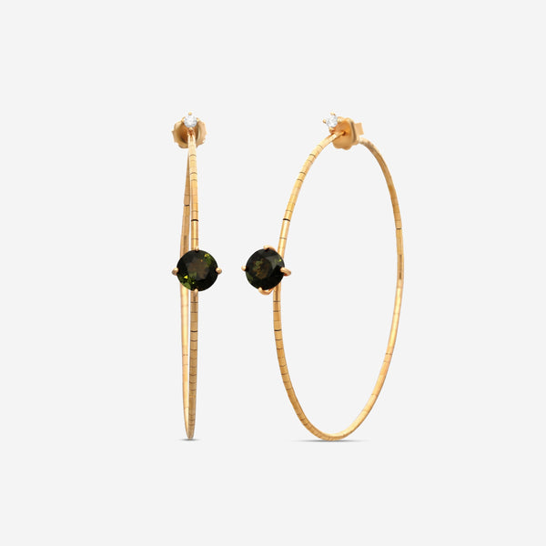 Mattia Cielo Rugiada Pietre 18K Rose Gold & Titanium Diamond & Green Tourmaline Hoop Earrings LJWR337-P