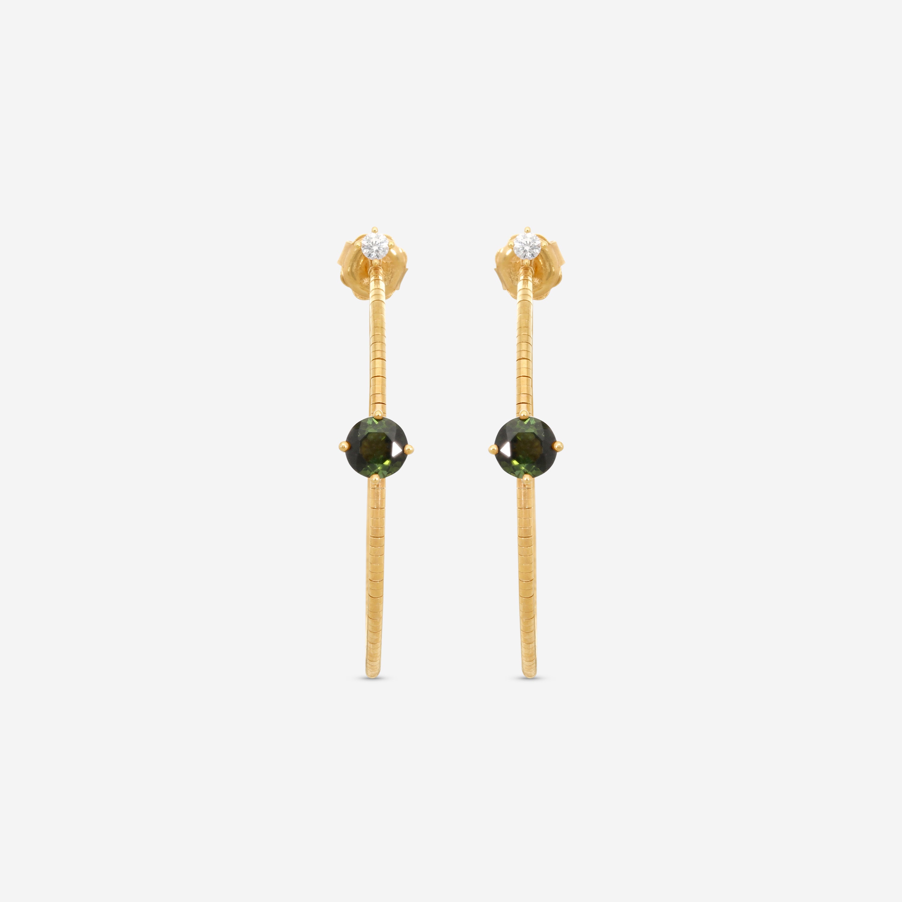 Mattia Cielo Rugiada Pietre 18K Rose Gold & Titanium Diamond & Green Tourmaline Hoop Earrings LJWR338-P