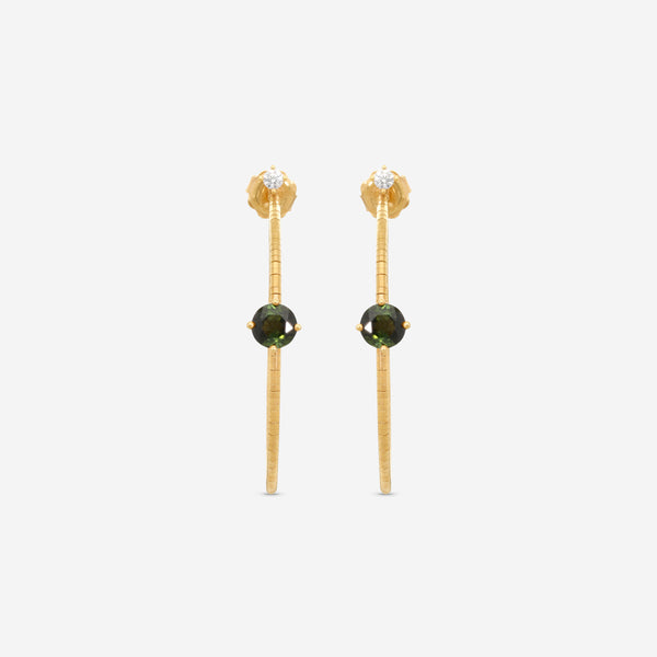 Mattia Cielo Rugiada Pietre 18K Rose Gold & Titanium Diamond & Green Tourmaline Hoop Earrings LJWR338-P