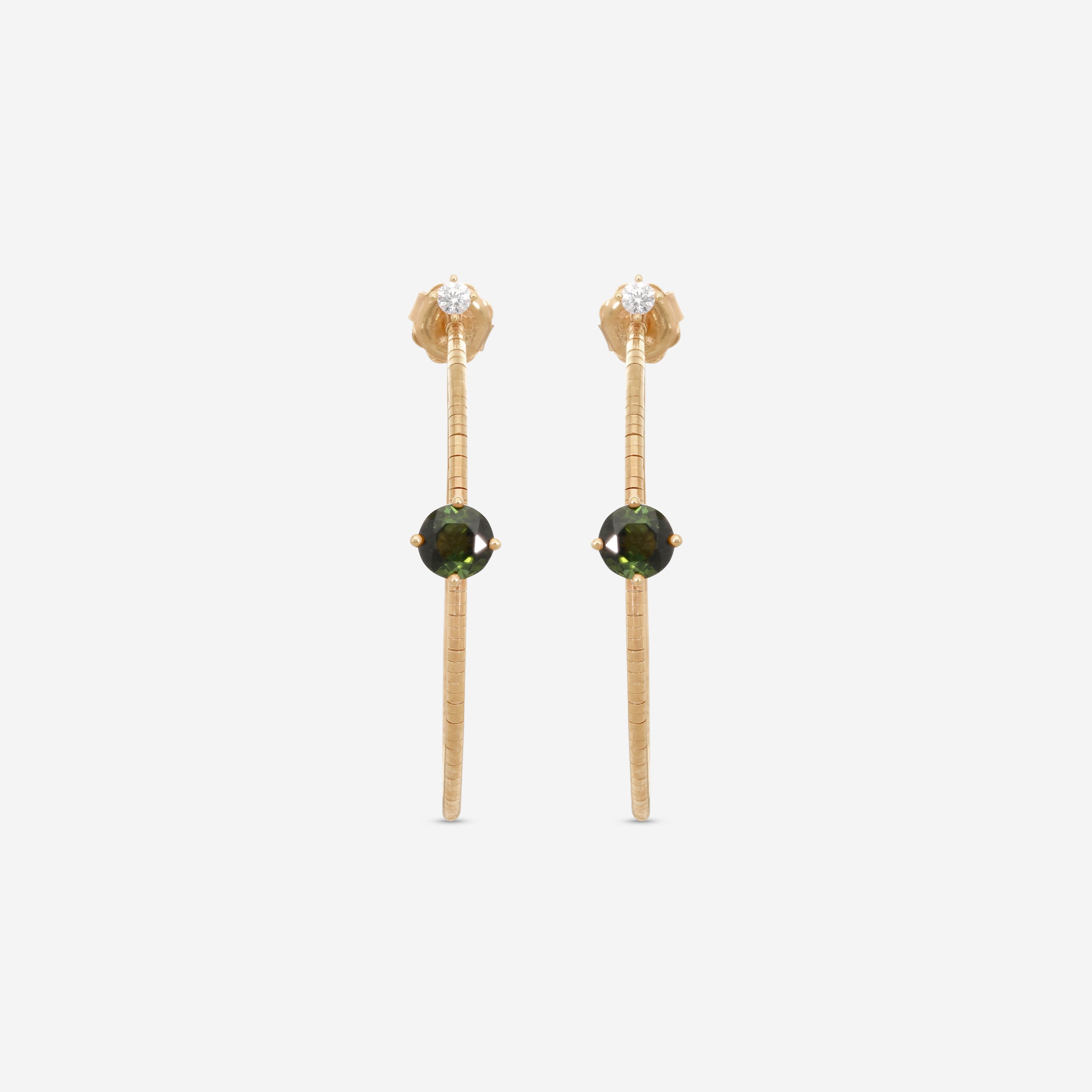 Mattia Cielo Rugiada Pietre 18K Rose Gold & Titanium Diamond & Green Tourmaline Hoop Earrings LJWR338-P