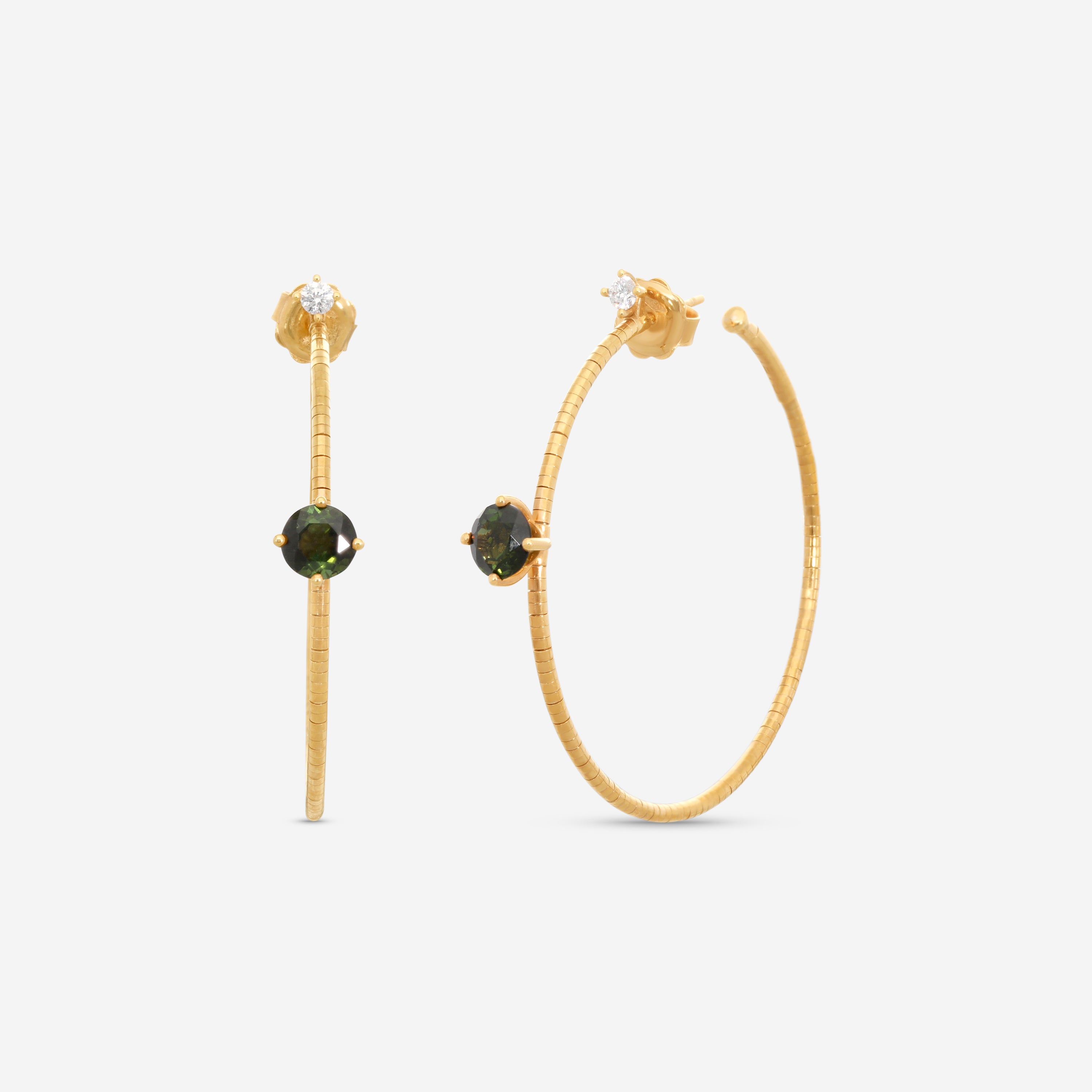 Mattia Cielo Rugiada Pietre 18K Rose Gold & Titanium Diamond & Green Tourmaline Hoop Earrings LJWR338-P
