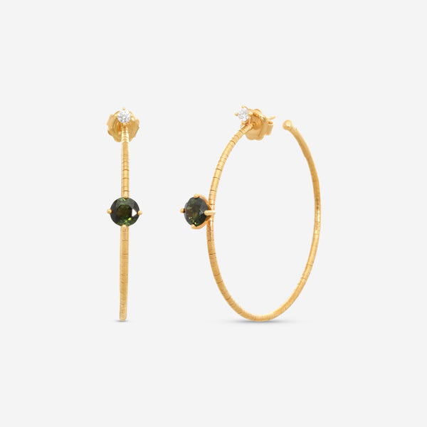 Mattia Cielo Rugiada Pietre 18K Rose Gold & Titanium Diamond & Green Tourmaline Hoop Earrings LJWR338-P
