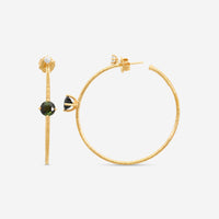 Mattia Cielo Rugiada Pietre 18K Rose Gold & Titanium Diamond & Green Tourmaline Hoop Earrings LJWR338-P