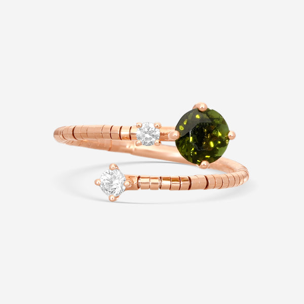 Mattia Cielo Rugiada Pietre 18K Rose Gold & Titanium Diamond & Green Tourmaline Bypass Ring LJWR341-PM