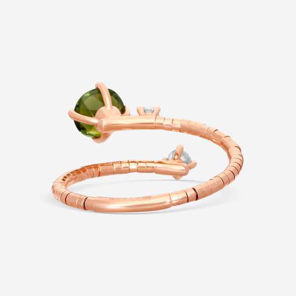 Mattia Cielo Rugiada Pietre 18K Rose Gold & Titanium Diamond & Green Tourmaline Bypass Ring LJWR341-PM