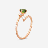 Mattia Cielo Rugiada Pietre 18K Rose Gold & Titanium Diamond & Green Tourmaline Bypass Ring LJWR341-PM