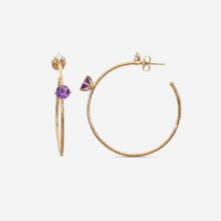 Mattia Cielo Rugiada Pietre 18K Rose Gold & Titanium Diamond & Amethyst Hoop Earrings LJWR345-P