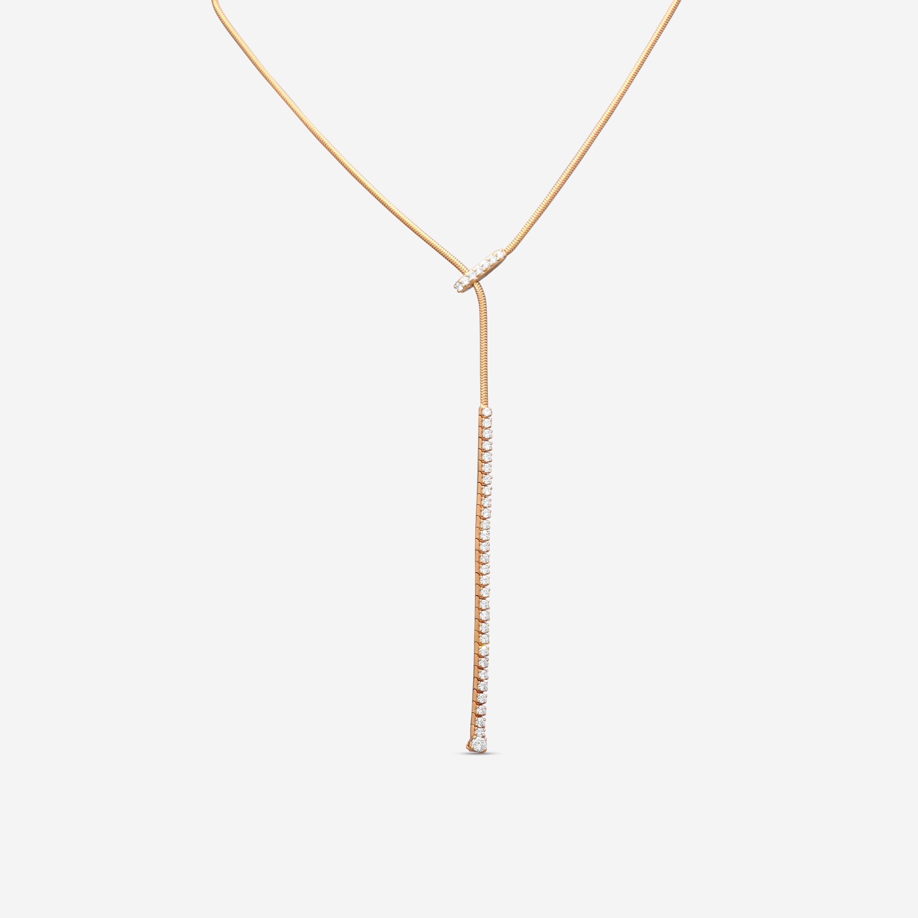Mattia Cielo Rugiada Tennis 18K Rose Gold Diamond Lariat Necklace LJWR351-P