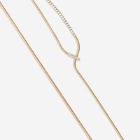 Mattia Cielo Rugiada Tennis 18K Rose Gold Diamond Lariat Necklace LJWR351-P