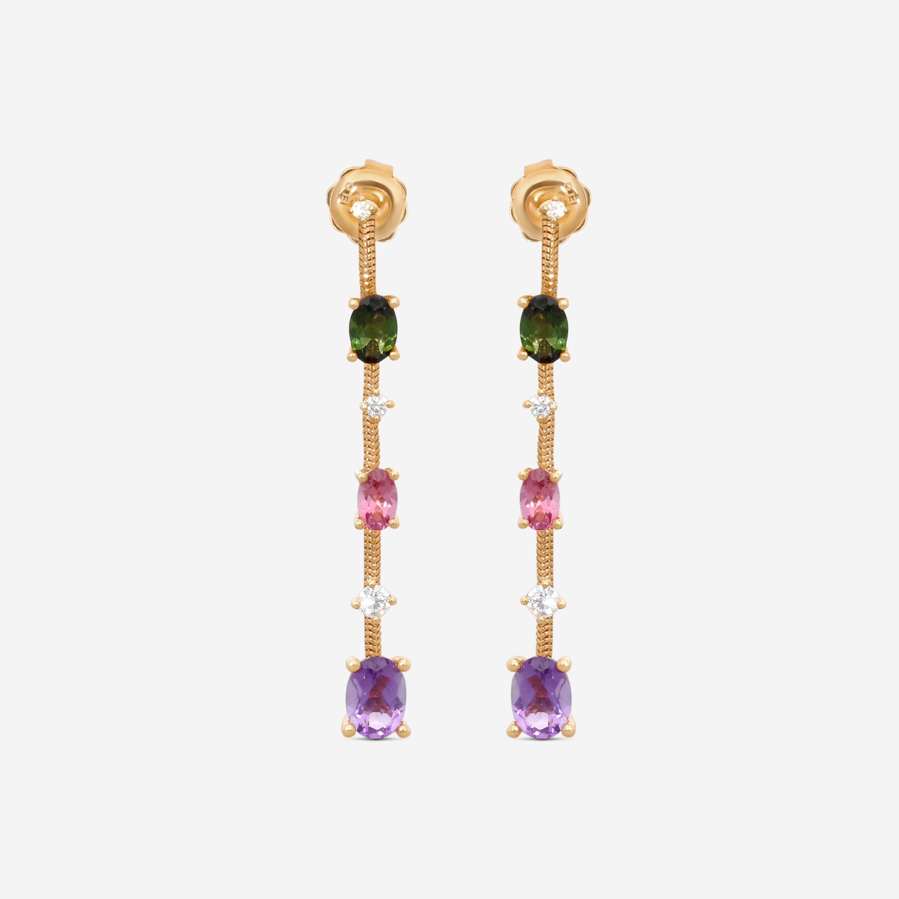 Mattia Cielo Rugiada Pietre 18K Rose Gold Diamond & Multistone Drop Earrings LJWR380-P