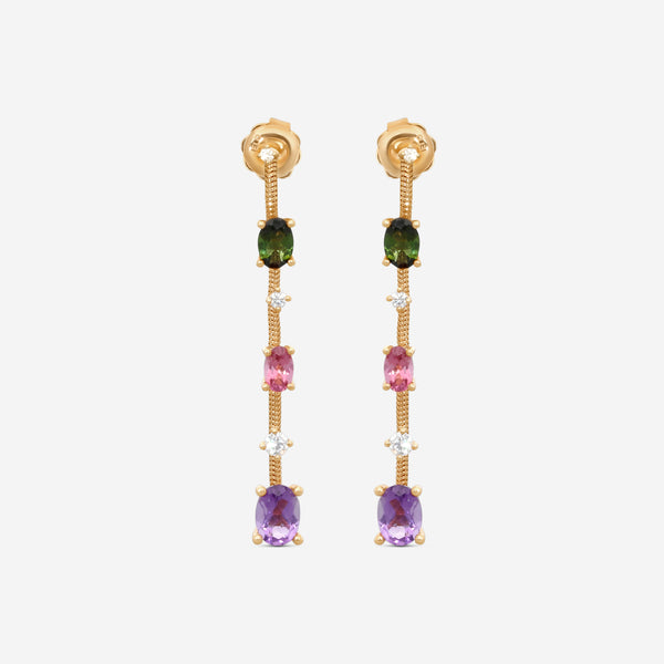 Mattia Cielo Rugiada Pietre 18K Rose Gold Diamond & Multistone Drop Earrings LJWR380-P