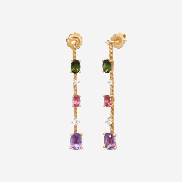 Mattia Cielo Rugiada Pietre 18K Rose Gold Diamond & Multistone Drop Earrings LJWR380-P