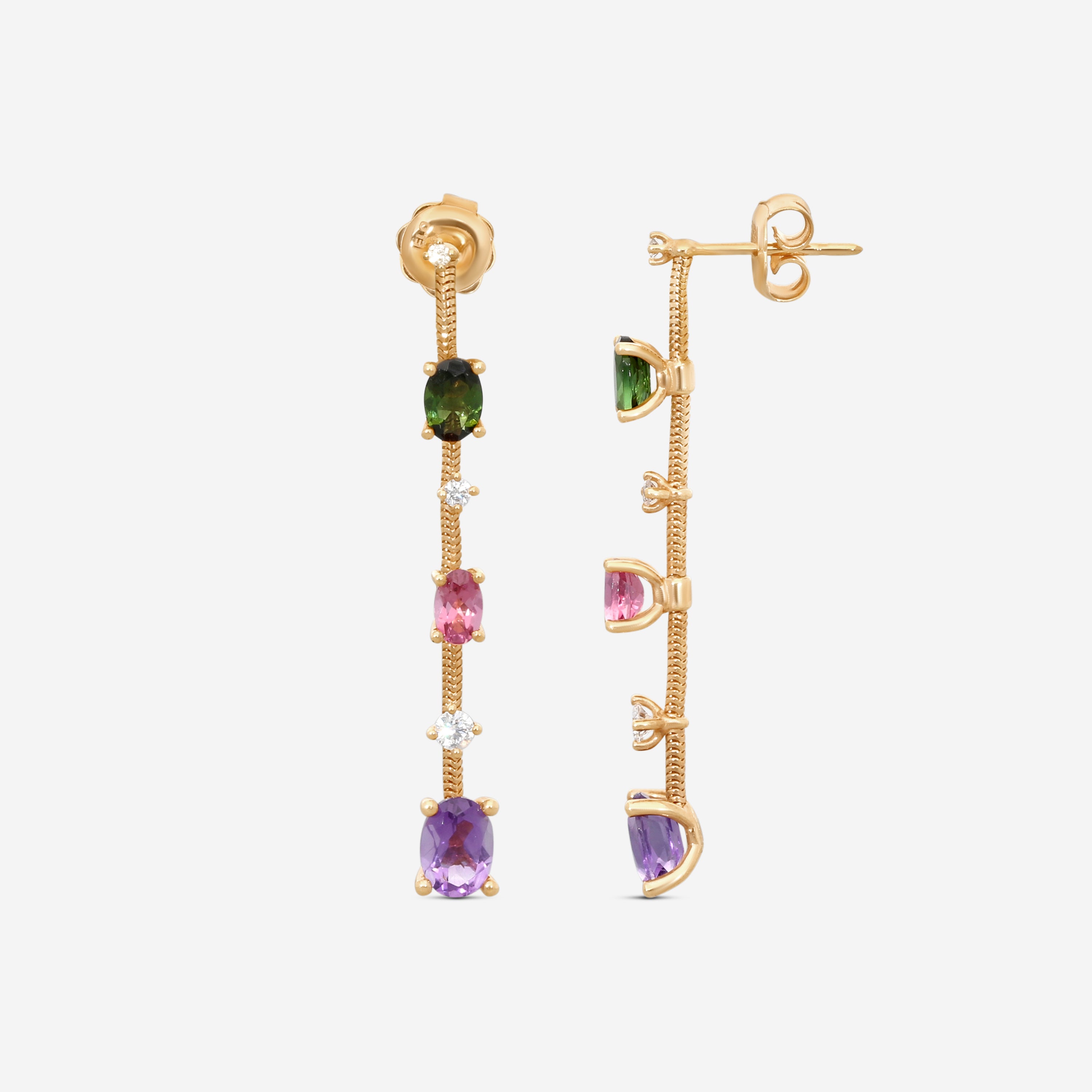 Mattia Cielo Rugiada Pietre 18K Rose Gold Diamond & Multistone Drop Earrings LJWR380-P
