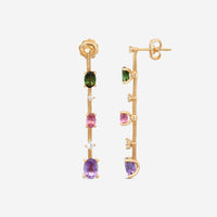 Mattia Cielo Rugiada Pietre 18K Rose Gold Diamond & Multistone Drop Earrings LJWR380-P