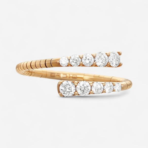 Mattia Cielo Rugiada Tennis 18K Rose Gold & Titanium Diamond Bypass Ring LJWR407-PM