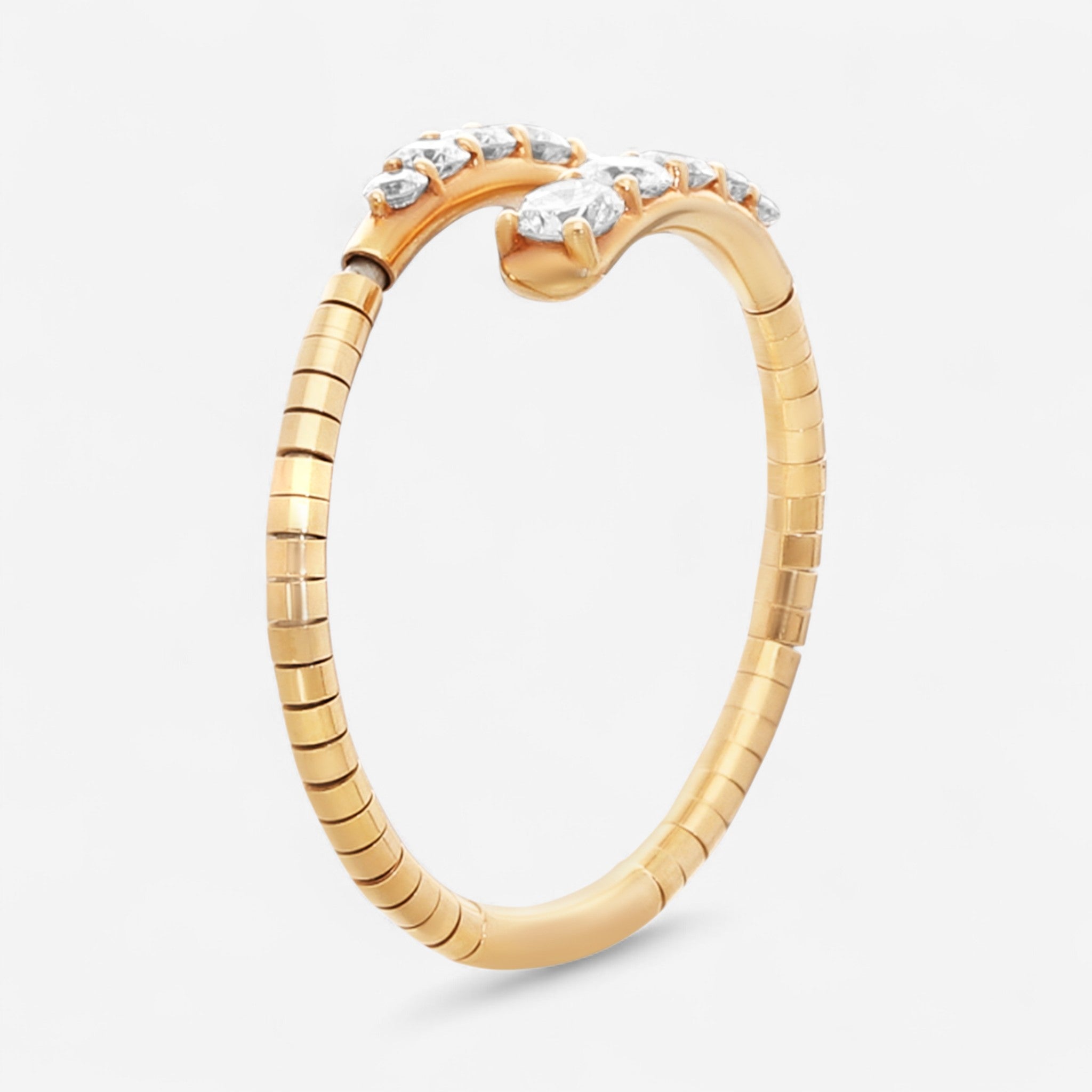 Mattia Cielo Rugiada Tennis 18K Rose Gold & Titanium Diamond Bypass Ring LJWR407-PM