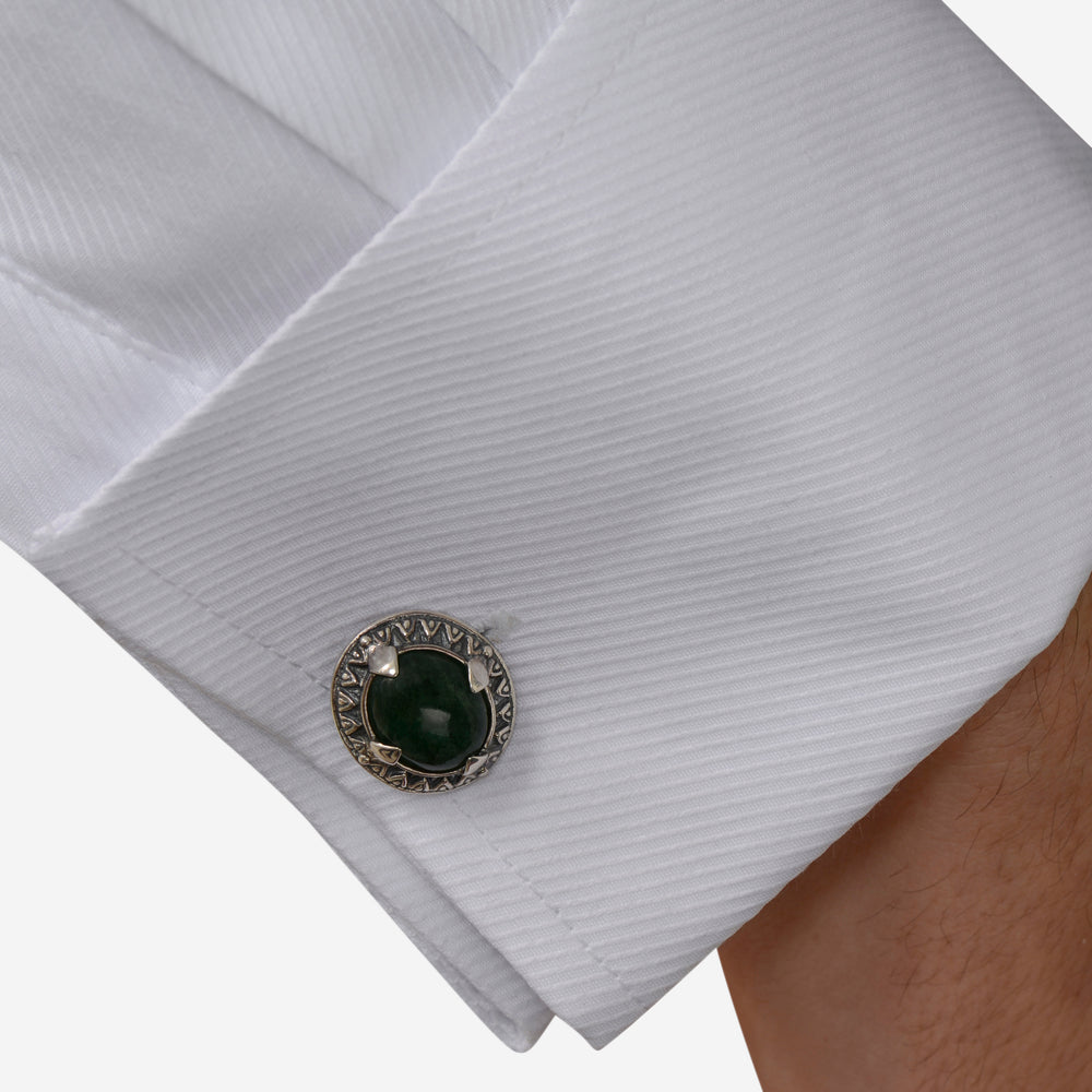 Konstantino Heonos Sterling Silver and Green Aventurine Cufflinks MAKJ93-131-448