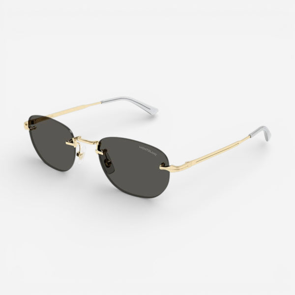 Montblanc Gold & Grey Rimless Square Men's Sunglasses MB0303S001 - THE SOLIST