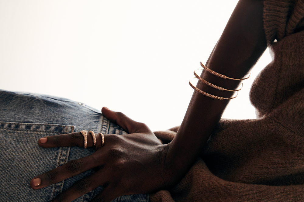 Mattia Cielo Rugiada Pave 18K Rose Gold & Titanium Champagne Diamond Wrap Bracelet LJWR194-BM - THE SOLIST