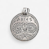 Konstantino Zodiac Aries Sterling Silver & 18K Yellow Gold Diamond Carved Pendant MEKJ628-109 - THE SOLIST