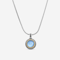 "KONSTANTINO - ""Dome"" Sterling Silver & 18k Yellow Gold, Blue Spinel Doublet Pendant (SPN: 13mm) - MEKJ732-628  Pendant Dimensions: 1.12 x 0.75 in. S/S Chain Included:CHKJ22-131-18 (Length - 18in.)" - THE SOLIST