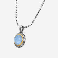 "KONSTANTINO - ""Dome"" Sterling Silver & 18k Yellow Gold, Blue Spinel Doublet Pendant (SPN: 13mm) - MEKJ732-628  Pendant Dimensions: 1.12 x 0.75 in. S/S Chain Included:CHKJ22-131-18 (Length - 18in.)" - THE SOLIST