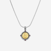 "KONSTANTINO - ""Dome"" Sterling Silver & 18k Yellow Gold, Corundum Pendant (COR: 1.25mm) - MEKJ734-538  Pendant Dimensions: 1.25 x 1.00 in. S/S Chain Included:CHKJ22-131-18 (Length - 18in.)" - THE SOLIST
