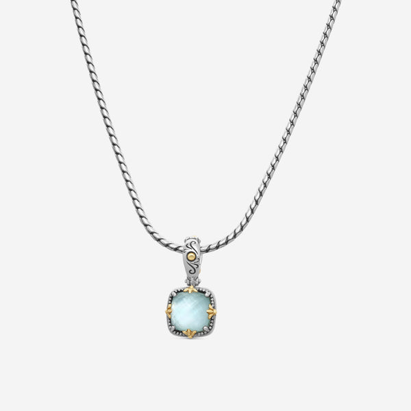 KONSTANTINO - "Gen K 2" Sterling Silver & 18k Yellow Gold, Aquamarine Triplet Pendant (AQM: 10mm) - MEKJ763-655

Pendant Dimensions: 1.00 x 0.50 in.
S/S Chain Included:CHKJ22-131-18 (Length - 18in.) - THE SOLIST