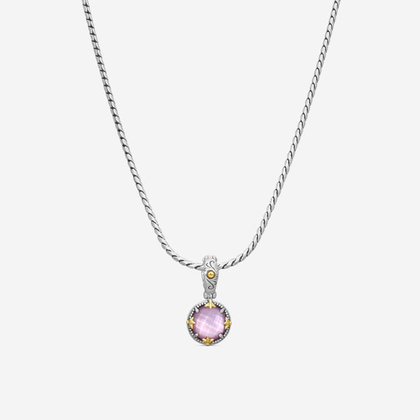 KONSTANTINO - "Gen K 2" Sterling Silver & 18k Yellow Gold, Pink Corundum Doublet Pendant (COR: 10mm) - MEKJ764-652

Pendant Dimensions: 1.00 x 0.50 in.
S/S Chain Included:CHKJ22-131-18 (Length - 18in.) - THE SOLIST
