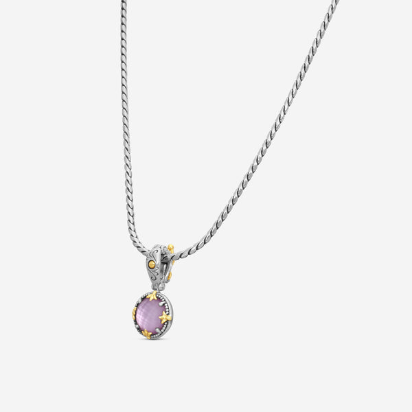 KONSTANTINO - "Gen K 2" Sterling Silver & 18k Yellow Gold, Pink Corundum Doublet Pendant (COR: 10mm) - MEKJ764-652

Pendant Dimensions: 1.00 x 0.50 in.
S/S Chain Included:CHKJ22-131-18 (Length - 18in.) - THE SOLIST