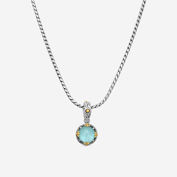 KONSTANTINO - "Gen K 2" Sterling Silver & 18k Yellow Gold, Aquamarine Triplet Pendant (AQM: 10mm) - MEKJ764-655

Pendant Dimensions: 1.00 x 0.50 in.
S/S Chain Included:CHKJ22-131-18 (Length - 18in.) - THE SOLIST