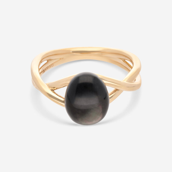 SuperOro Meteo 18K Yellow Gold Black Semiprecious Stone Statement Ring METEO/A768