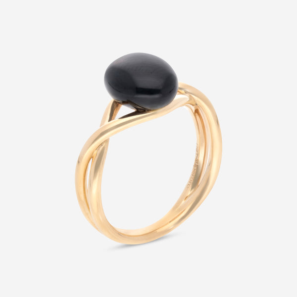 SuperOro Meteo 18K Yellow Gold Black Semiprecious Stone Statement Ring METEO/A768