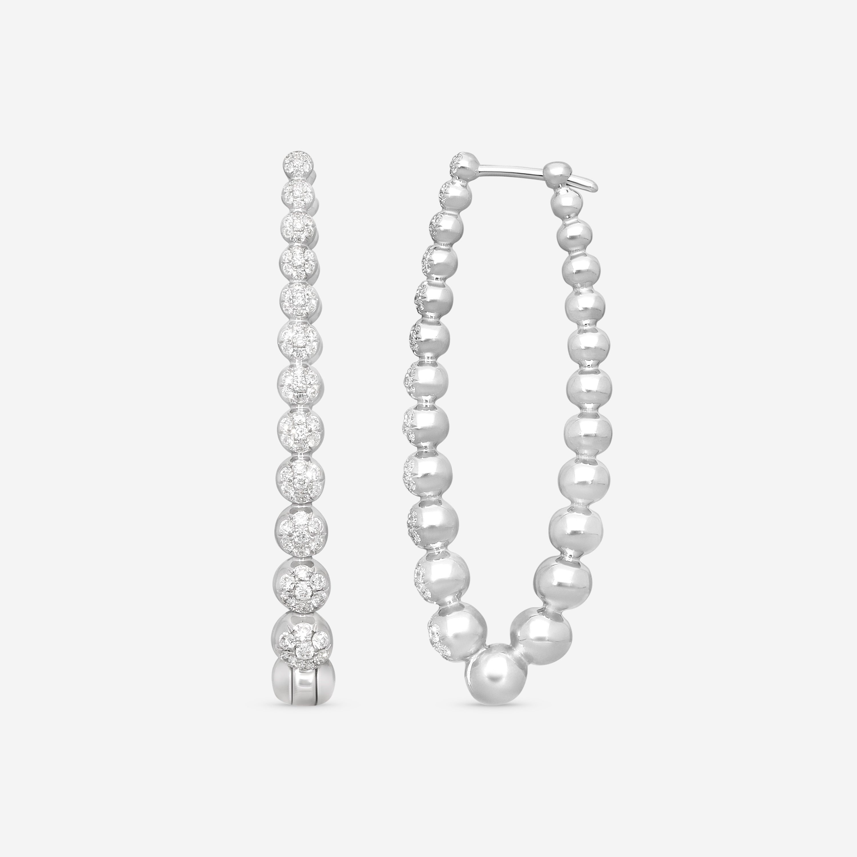 Mémoire Golden Bubbles 18K White Gold Diamond Oval Earrings MGBMOE-0120TW - THE SOLIST