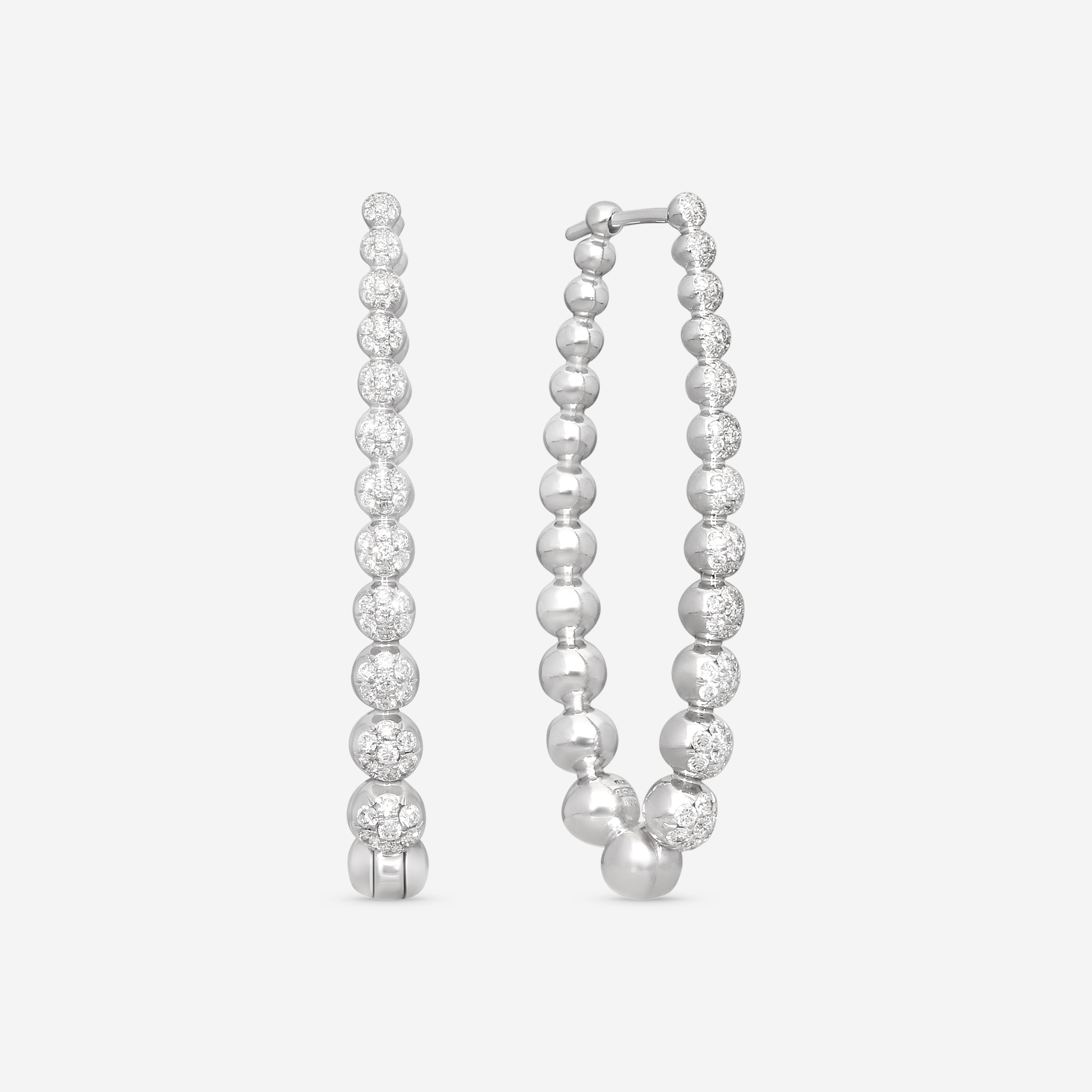 Mémoire Golden Bubbles 18K White Gold Diamond Oval Earrings MGBMOE-0120TW - THE SOLIST