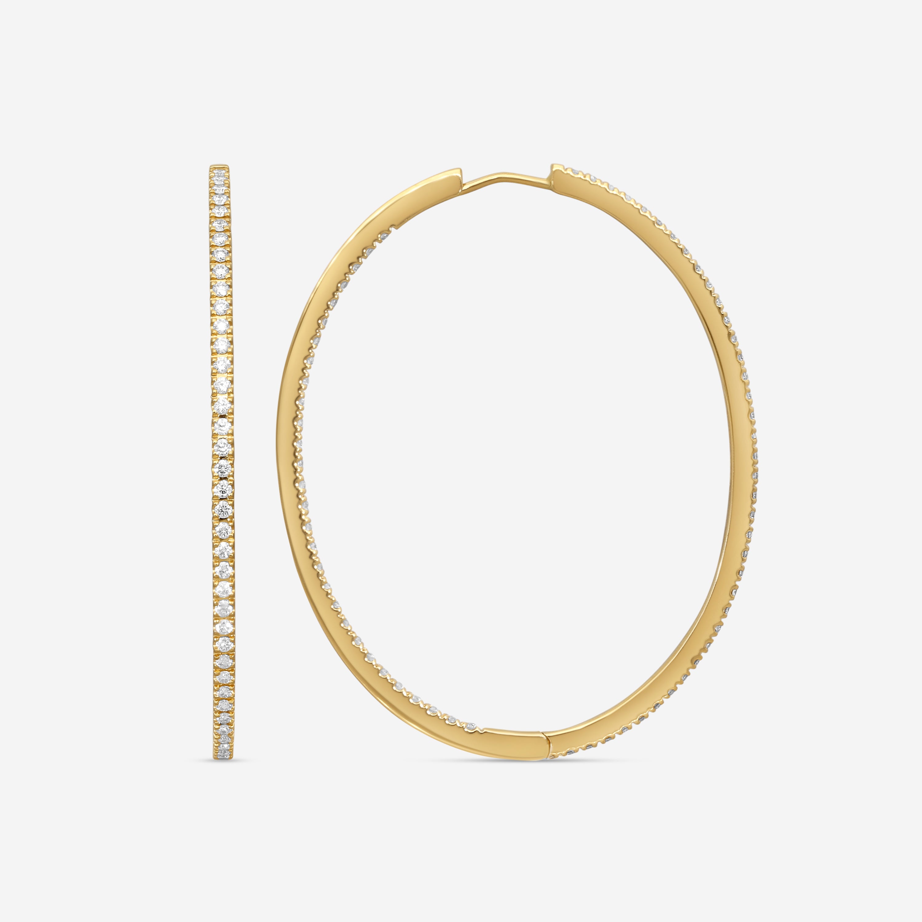 Mémoire 18K Yellow Gold Diamond Oval Hoop Earrings MOHE-0125TY - THE SOLIST