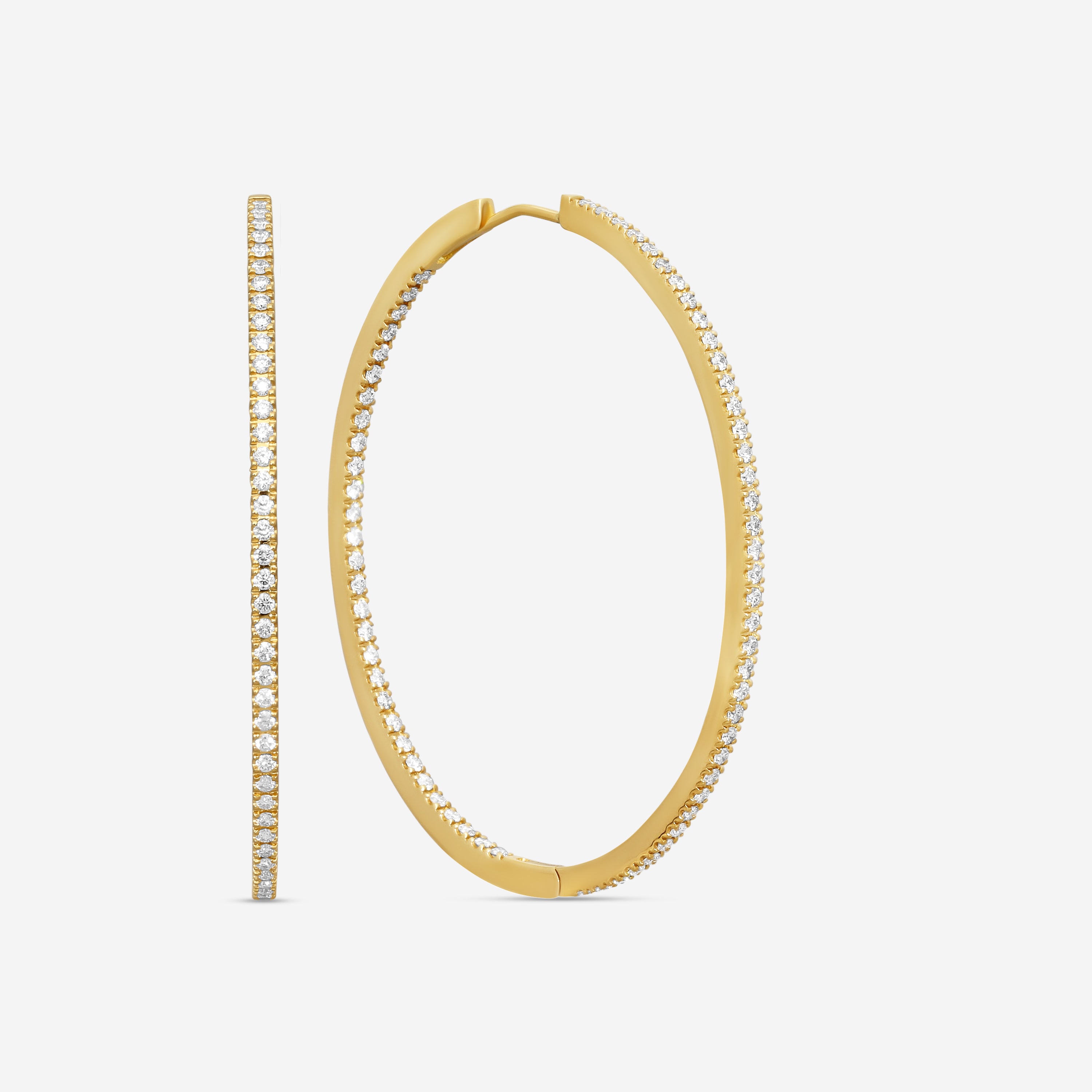 Mémoire 18K Yellow Gold Diamond Oval Hoop Earrings MOHE-0125TY - THE SOLIST